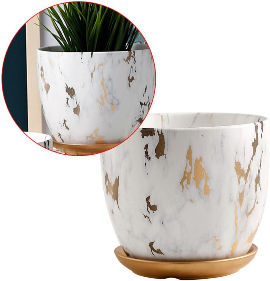 BESPORTBLE Marble Flowerpot Ceramic Planter for Home Office Storage Container for Bonsai Gardening Supply image number 2