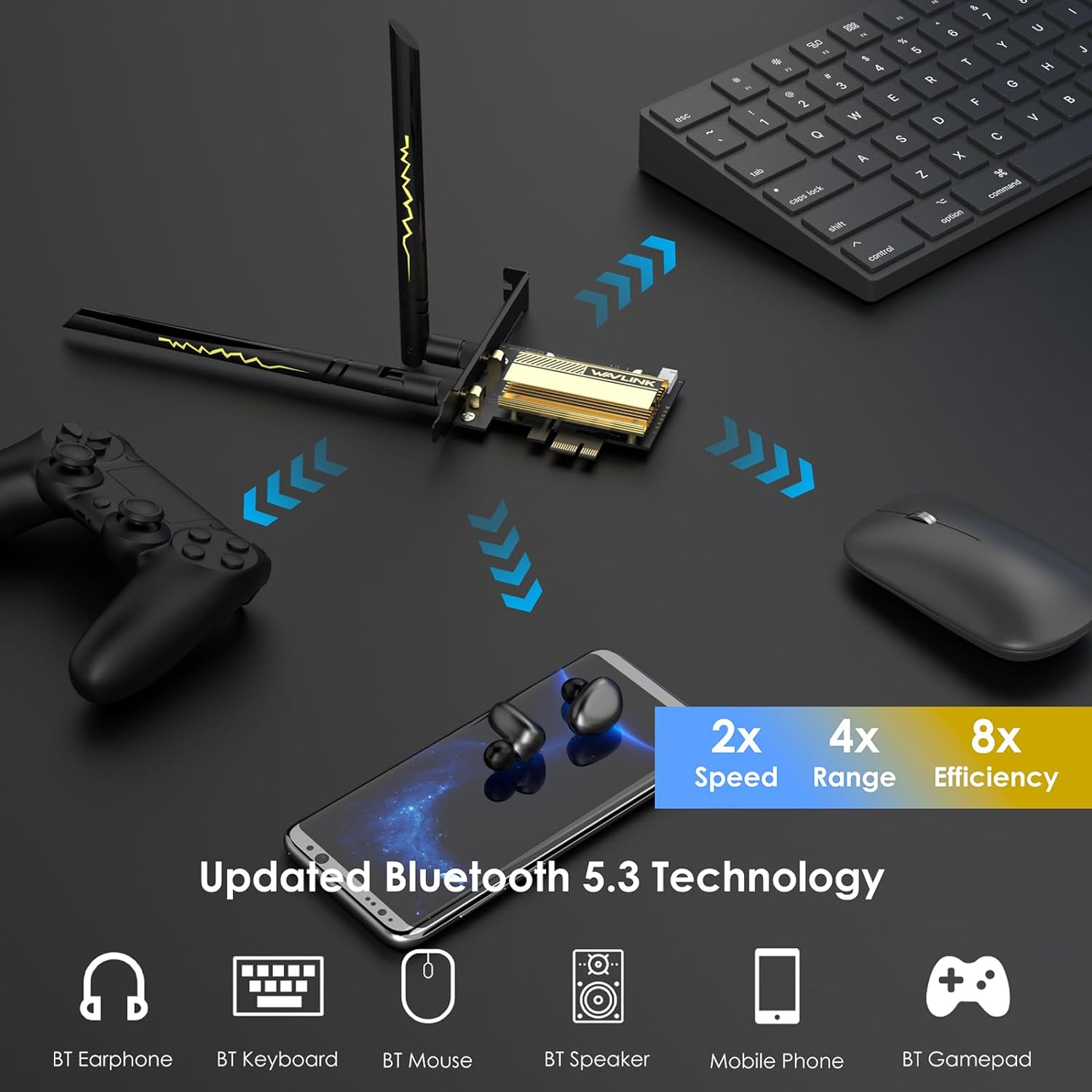 WAVLINK Wifi 6E Pcie AX5400M Wifi Card, Network Card Tri-Band AX210 Wireless Adapter with Bluetooth 5.3, MU-MIMO, WPA3, OFDMA, Low-Profile Bracket, Heat Sink for Windows 11/10 image number 5