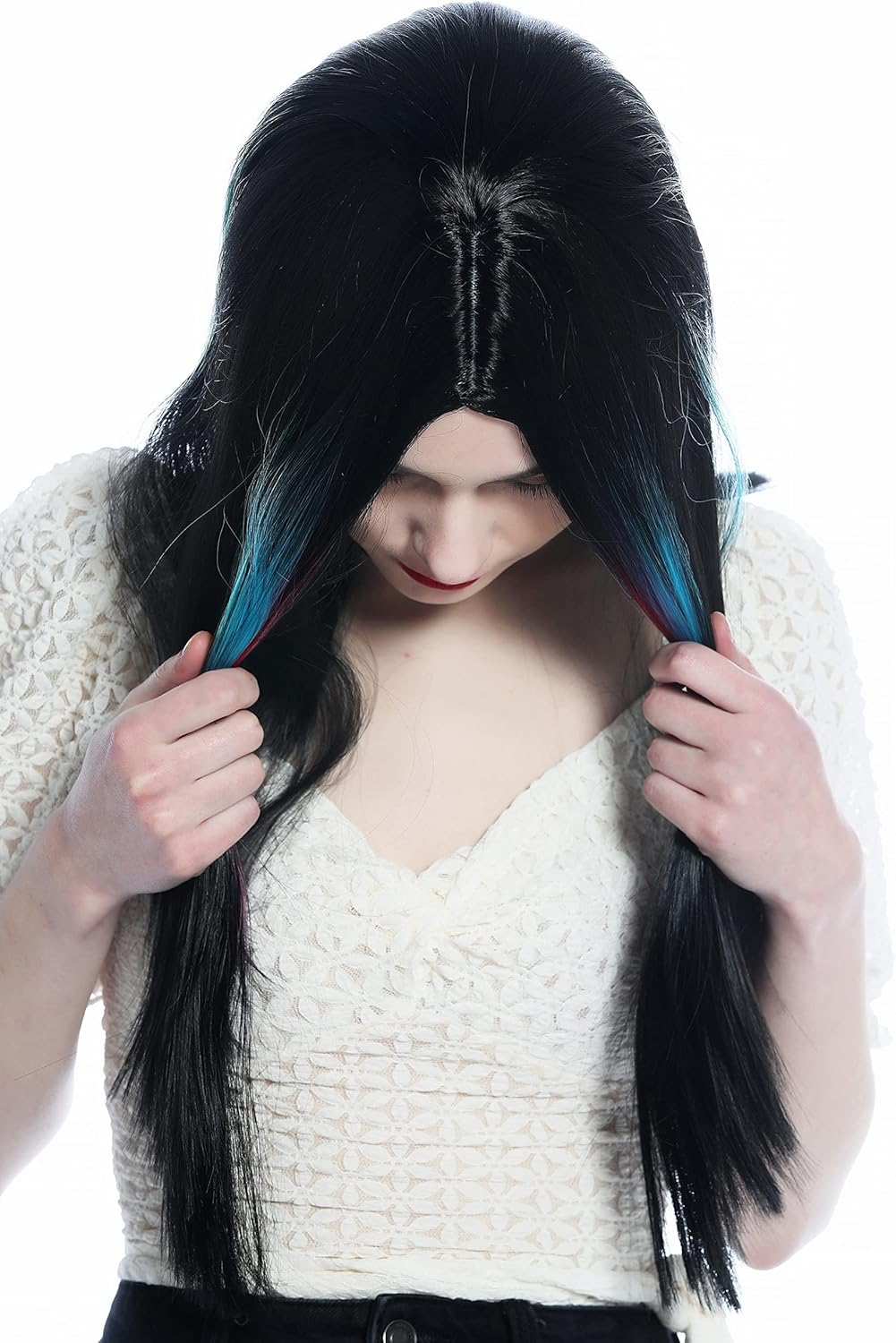 WIG ME up - DW3314A-YP1B/1137 Women'S Wig Long Straight Middle Parting Black and Colorful Strands image number 3