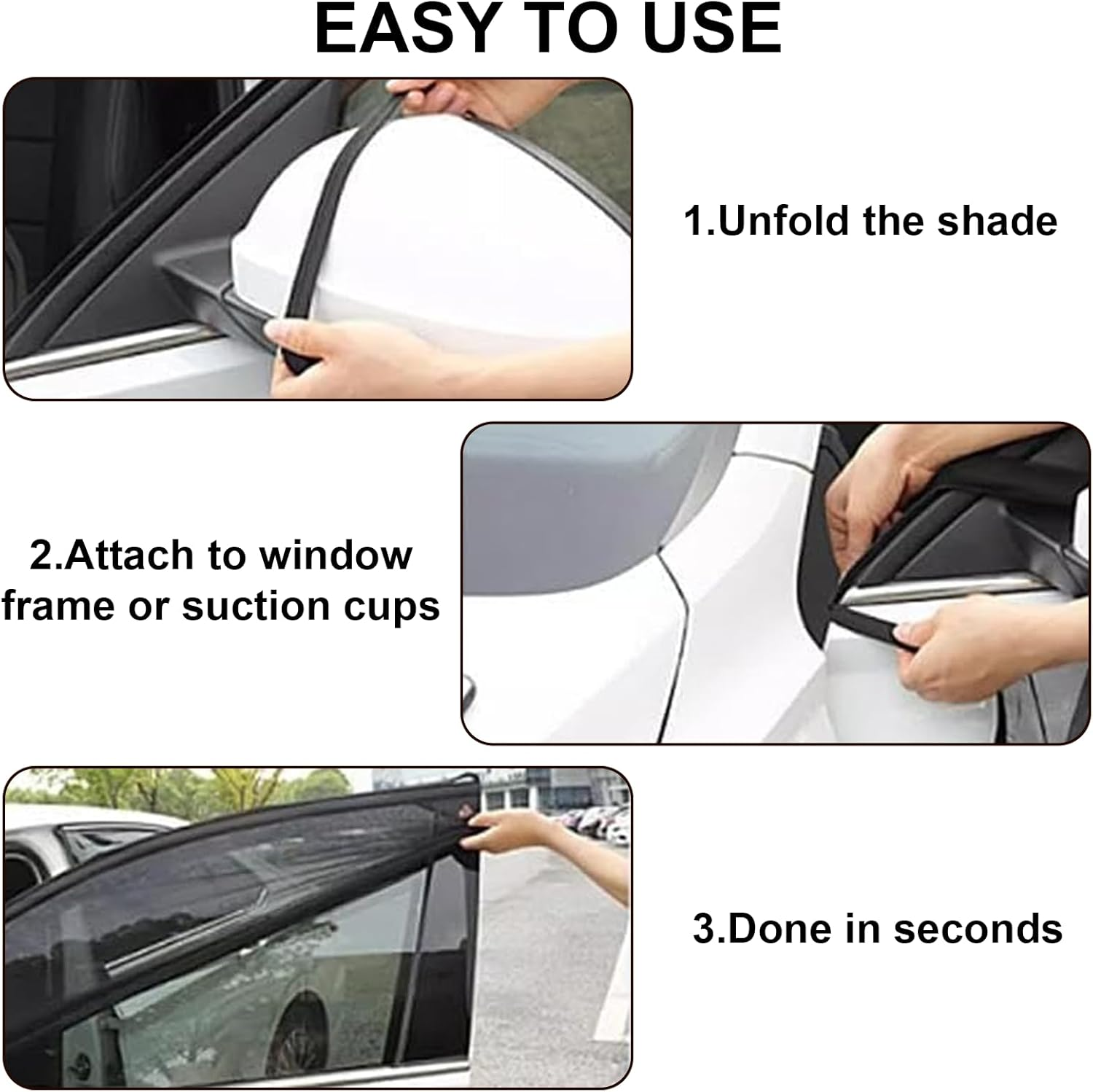 MAEZOE 4PCS Car Window Sun Shades, Breathable Mesh Car Curtains for Side Windows, UV Protection & Privacy Screen, Universal Fit for SUV, Sedan & Family Trips image number 6