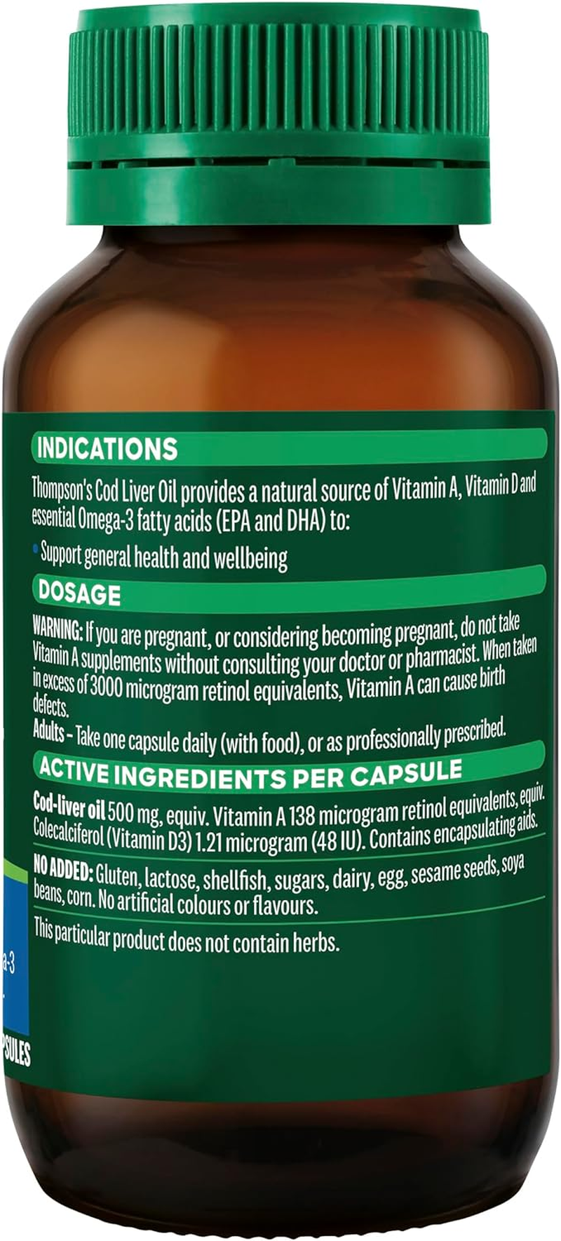 Thompson'S Cod Liver Oil 100 Capsules image number 1