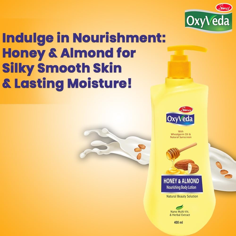 Simco Oxyveda Honey & Almond Nourishing Body Lotion, 500 Ml | Deep Absorbing Body Lotion | Best Body Lotion for Women & Men image number 4