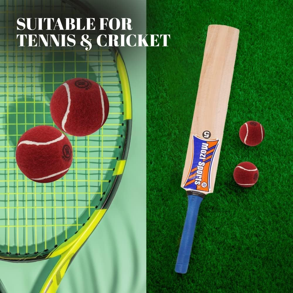 Cricket Tennis Balls- Heavy Rubber Tennis Balls for Cricket & Tennis Practice&hellip; - Red image number 2