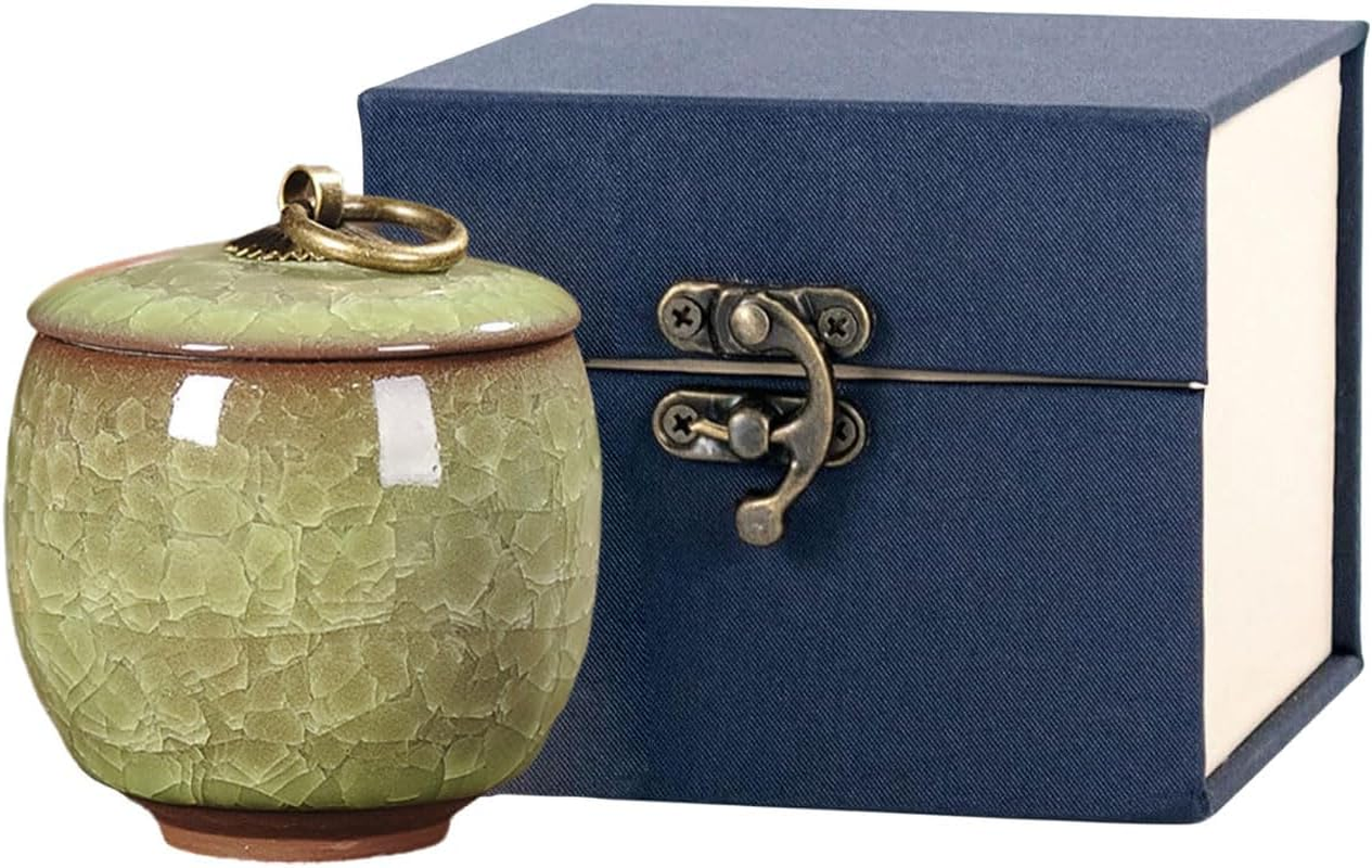 AIMALL Small Ceramic Urns for Human Ashes, Hand-Kiln Glazed Memorial Keepsake, Secure Seal, Holds 5.5 Cubic Inches, Decorative