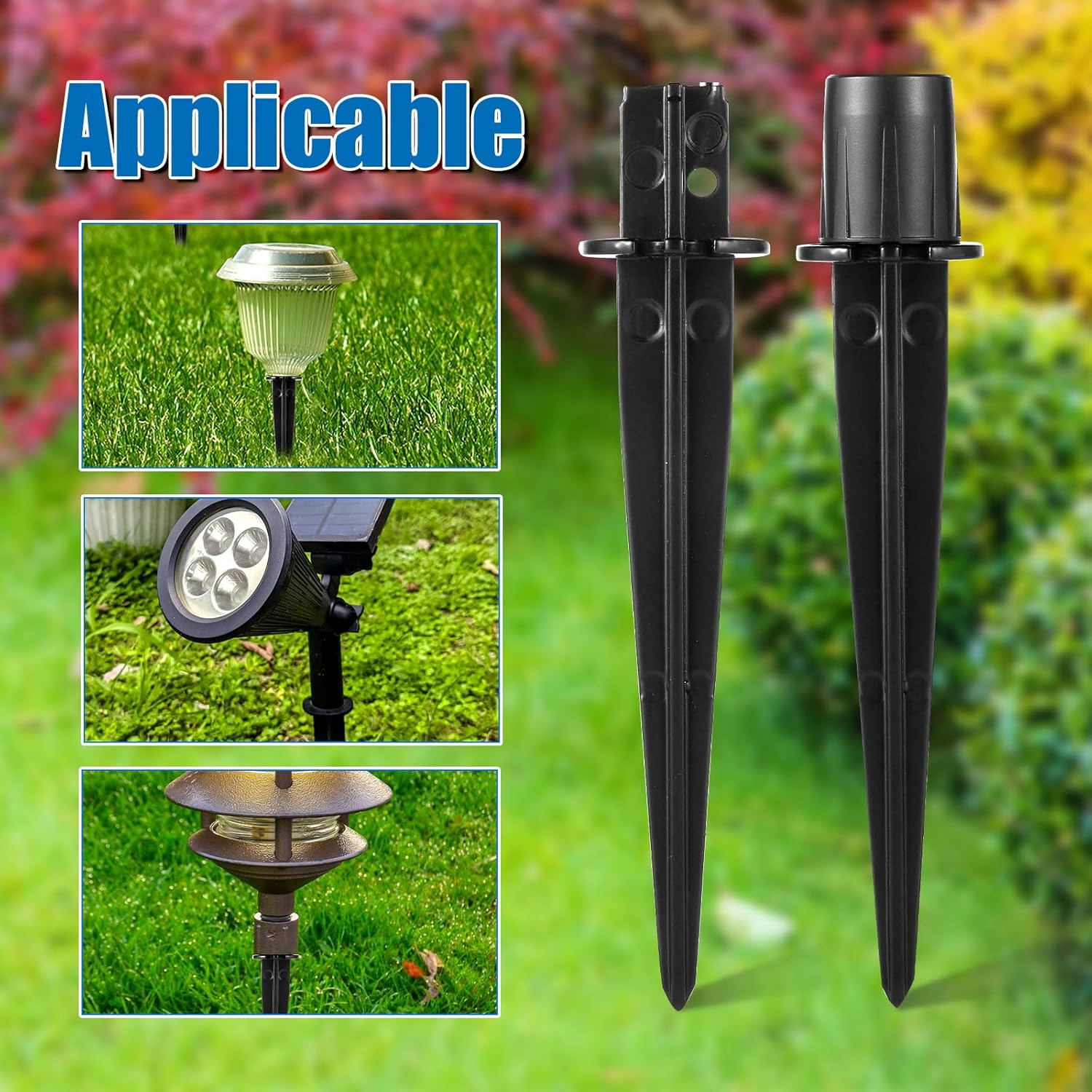 Lasuroa 6Pcs Solar Light Replacement Stakes, 5.31X0.78 Inch Metal Replacement Solar Led Spikes Outdoor Lighting Ground Stakes Accessories Parts with Tape for Garden Landscape Pathway Yard Decor image number 5