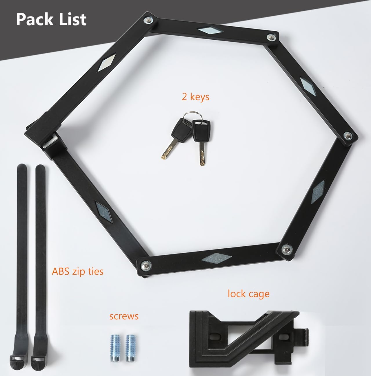 Reelau Folding Bike Lock, Alloy Steel Hinged Arms Bike Lock for MTB Road Bike Heavy Duty Foldable Bike Chain Lock Anti-Theft Bicycle Folding Lock with Bracket Bicycle Lock Strong Security image number 6