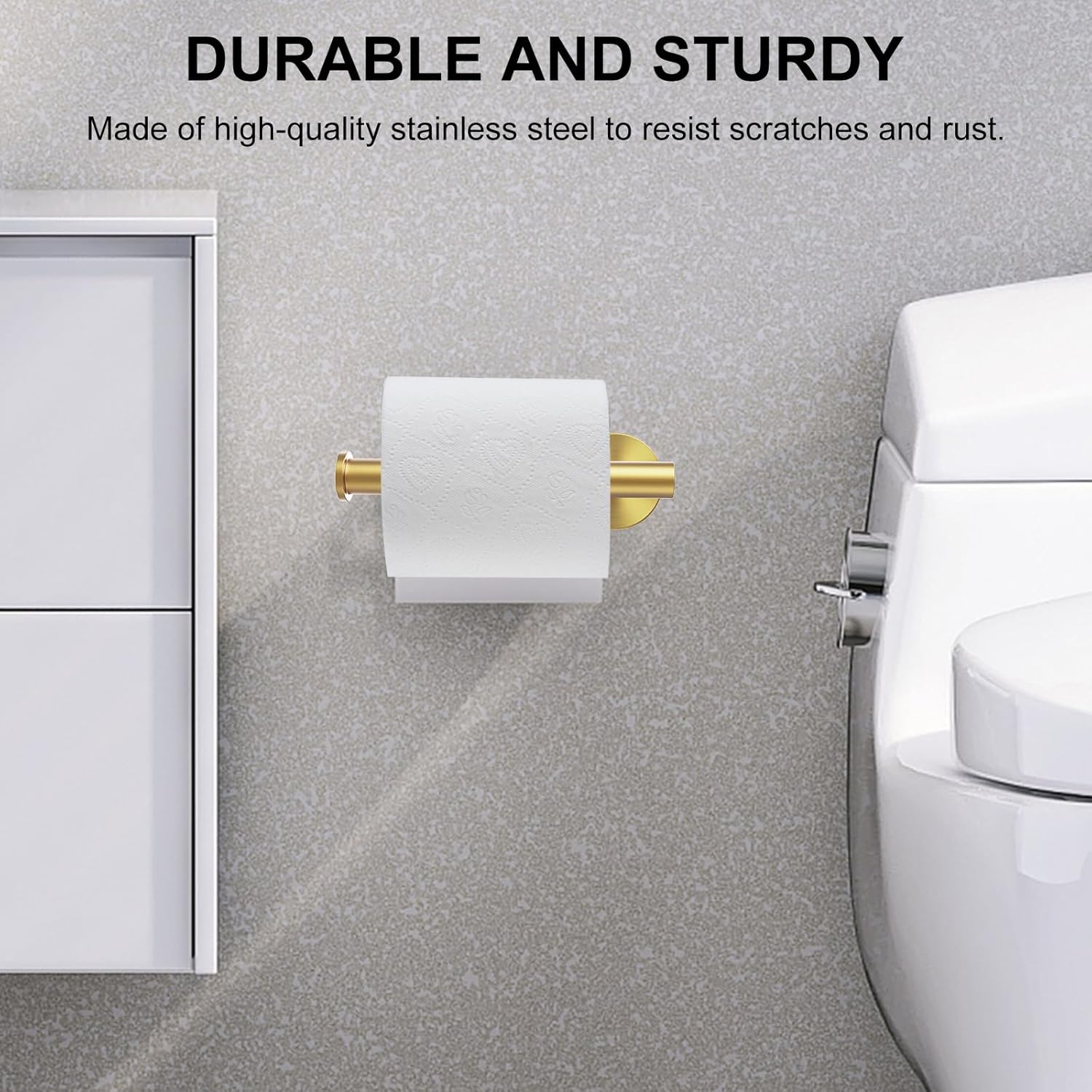 Setsail Toilet Paper Holder Wall Mount Screw-In Gold Bathroom Toilet Paper Roll Holders Stainless Steel Tissue Holder for Bathroom Hardware Accessories, Drill Hole image number 7