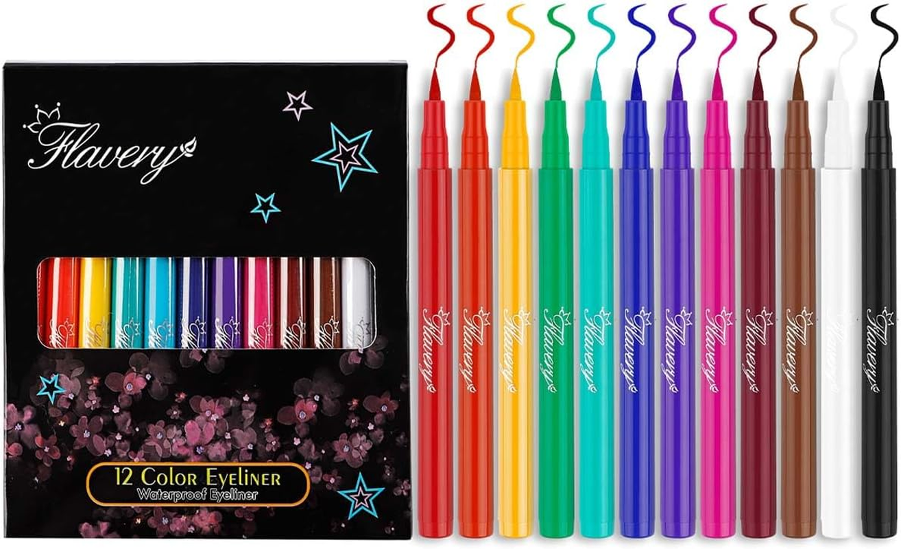 12 Colours Matte Liquid Eyeliner Set, Pigmented Eyeliner Pencil, Durable, Waterproof Eyeliner, Festival Makeup Kit for Women image number 1