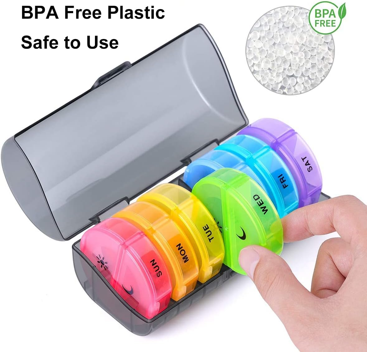 Pill Organizer 7 Day 2 Times a Day, Daily Pill Container Weekly BPA Free Pill Case for Pills, Vitamin, Fish Oils, Supplements, Medicine Holder image number 1