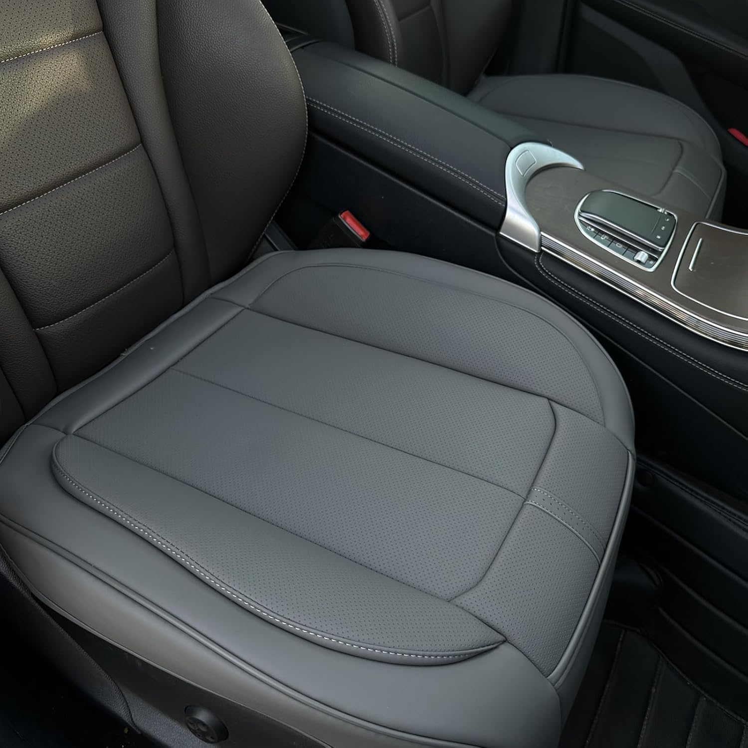 HOMOSTARRY 2 Pack Leather Front Car Seat Cover Bottom Only, Anti-Slip Padded Seat Cushion, Full Wrap Seat Protector with Storage Function Universal Fit for Most Cars, SUV, Pick-Up Trucks (Black)