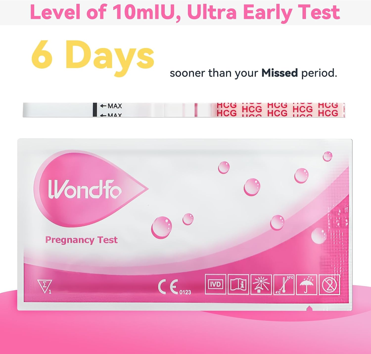 Wondfo Pregnancy Test Strips 20X Early Pregnancy Tests 10Miu Sensitive Tests up to 6 Days Detection for Home Fertility Test image number 3