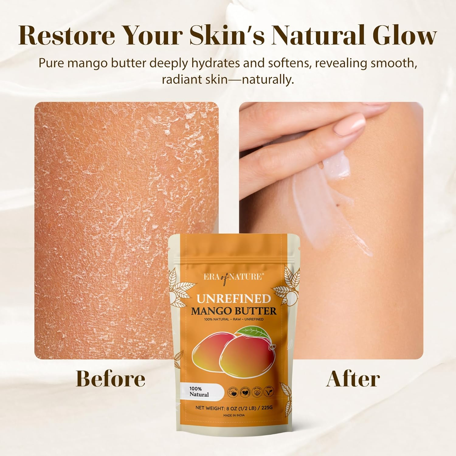 Raw, Unrefined Mango Butter, Amazing Moisturiser, Use Alone or in DIY Body Butters, Soaps, Lotions and Lip Balm - 100 Percent Pure and Fresh - 0.2Kg (240Ml)