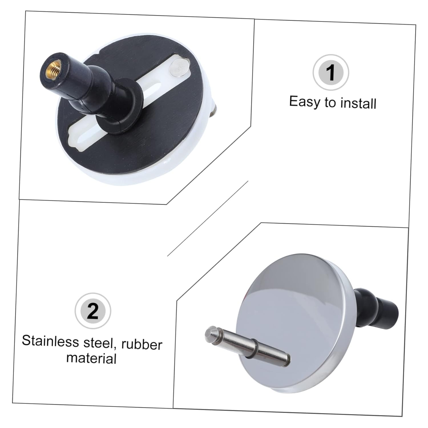 BUTIFULSIC Toilet Fixing Screws Toilet Seat Bolts Toilet Screw Replacement and Rubber Pads Stainless Steel 2Pcs image number 2