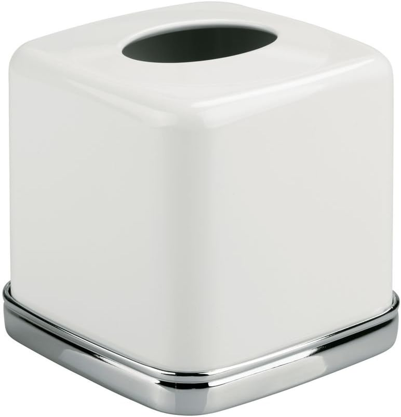 Interdesign York Bath Collection, Facial Tissue Box Cover/Holder for Bathroom Vanity Countertops - White - Matte Gray And Brushed Nickel image number 5