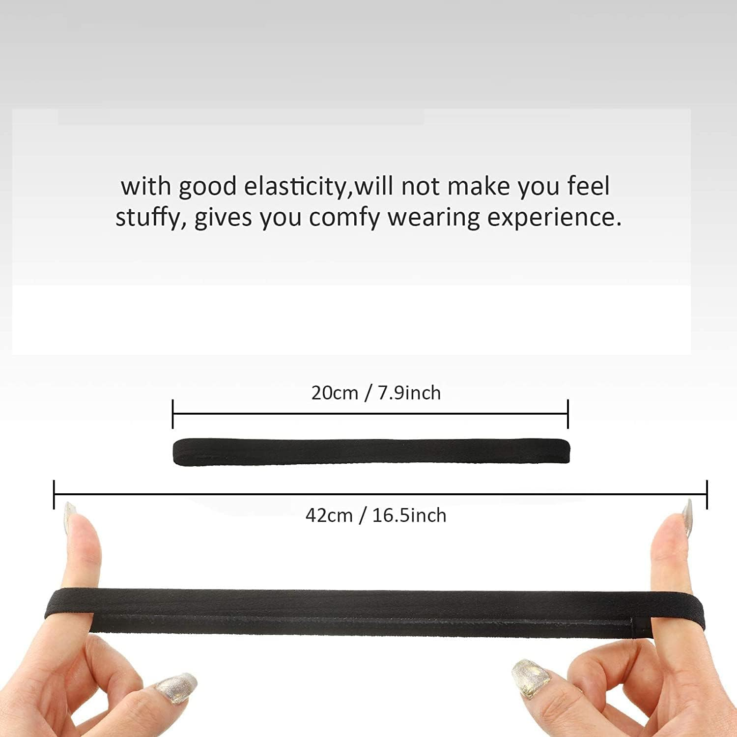 Headband,Lightweight Sports Headband Non-Slip Silicone Elastic Headbands,H HOME-MART Athletic Skinny Headbands for Women Men- Silicone Grip Hairband Mini Sweat Band,Great for Working Out image number 1