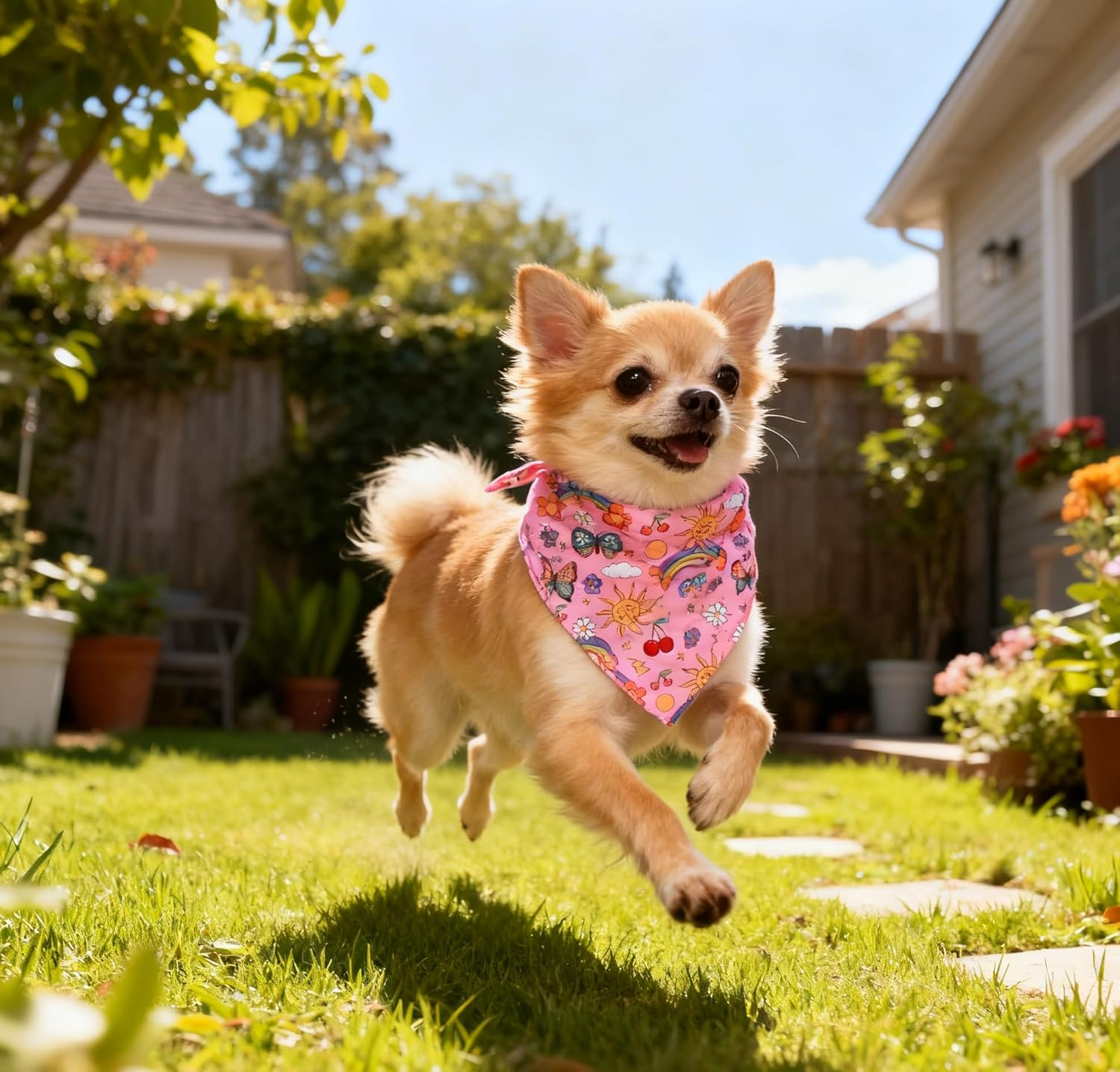 Gaodercha Pack of 2 Hippie Dog Bandana, Floral Pattern Dog Bandana, Spring Flowers, Triangle Bib, Scarf, Pet Scarf, Pet Accessories, Suitable for Daily Outdoor Use image number 2