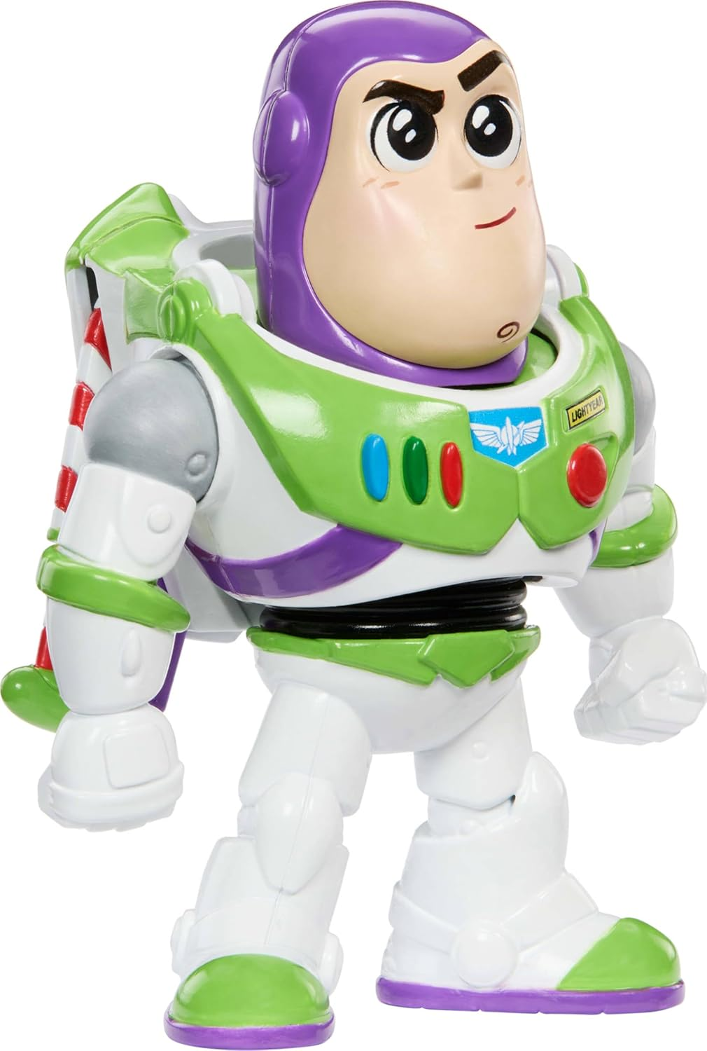 Mattel Disney Pixar Click Figs Buzz Lightyear, Toy Story 3.5-Inch Movie Toy with Pop up Action Move, Wings Out & Arm up Motion, Clicker Sound image number 1