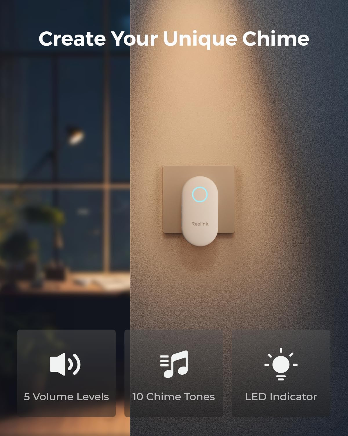 Reolink Digital Chime Only Compatible with Reolink Video Doorbell, Easy Plug & Play, Remote Control via Reolink App, Multiple Ringtone Choices, Reolink Chime