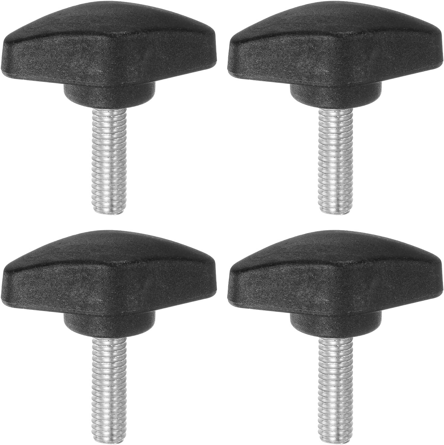 HARFINGTON 4Pcs Tee Wing Knobs Thumb Screws M6 X 20Mm Standard Male Thread Plastic T Knobs Handles Hand Clamping Knobs Grip Thumbscrew, Black image number 3
