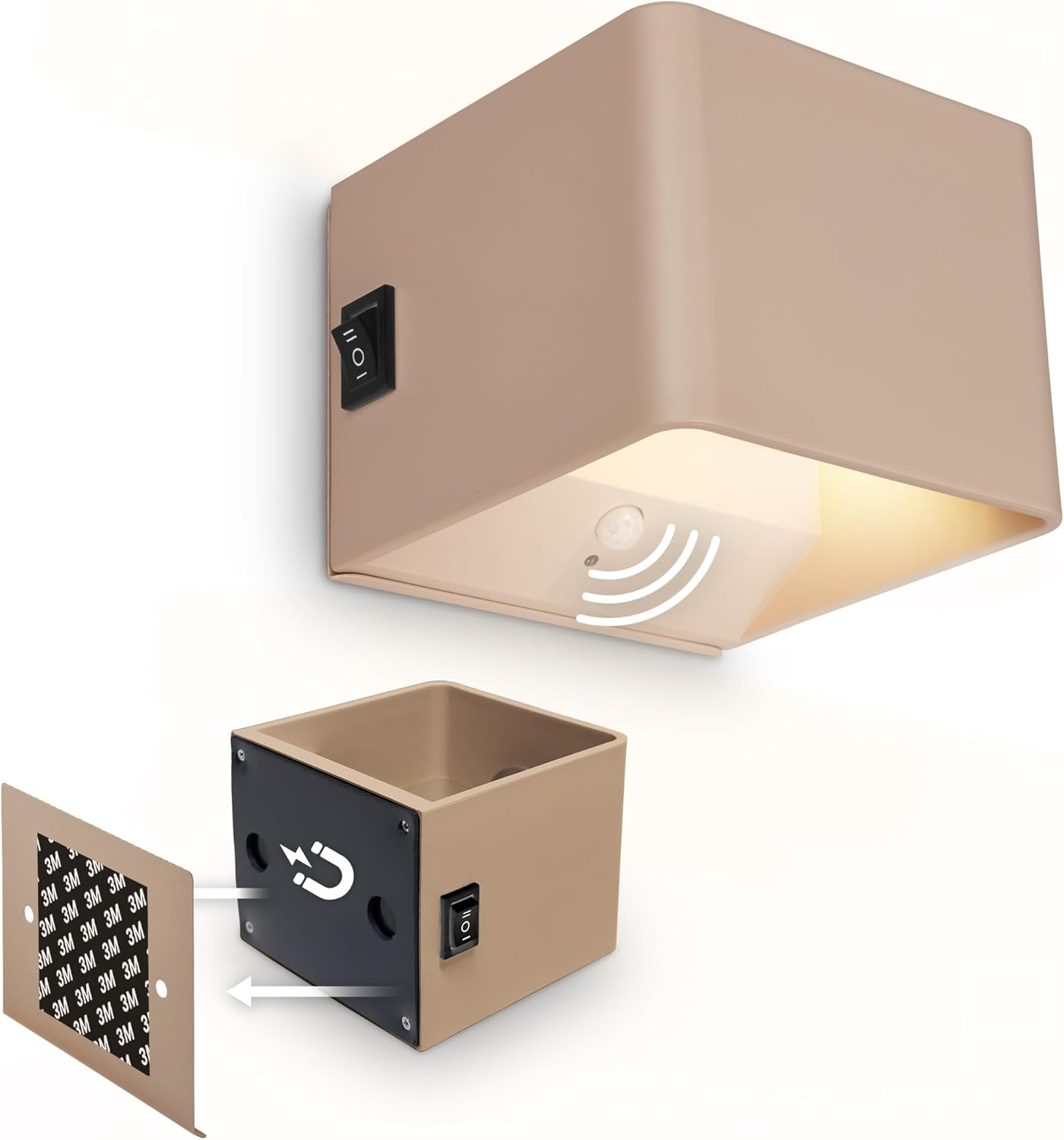 BRILONER Sticklights - LED Wall Light without Power Connection and No Drilling with Motion Sensor, Battery, Magnetically Removable, Wall Lamp for Gluing, Reading Lamp, Living Room Lamp, Hallway, 10 X image number 1