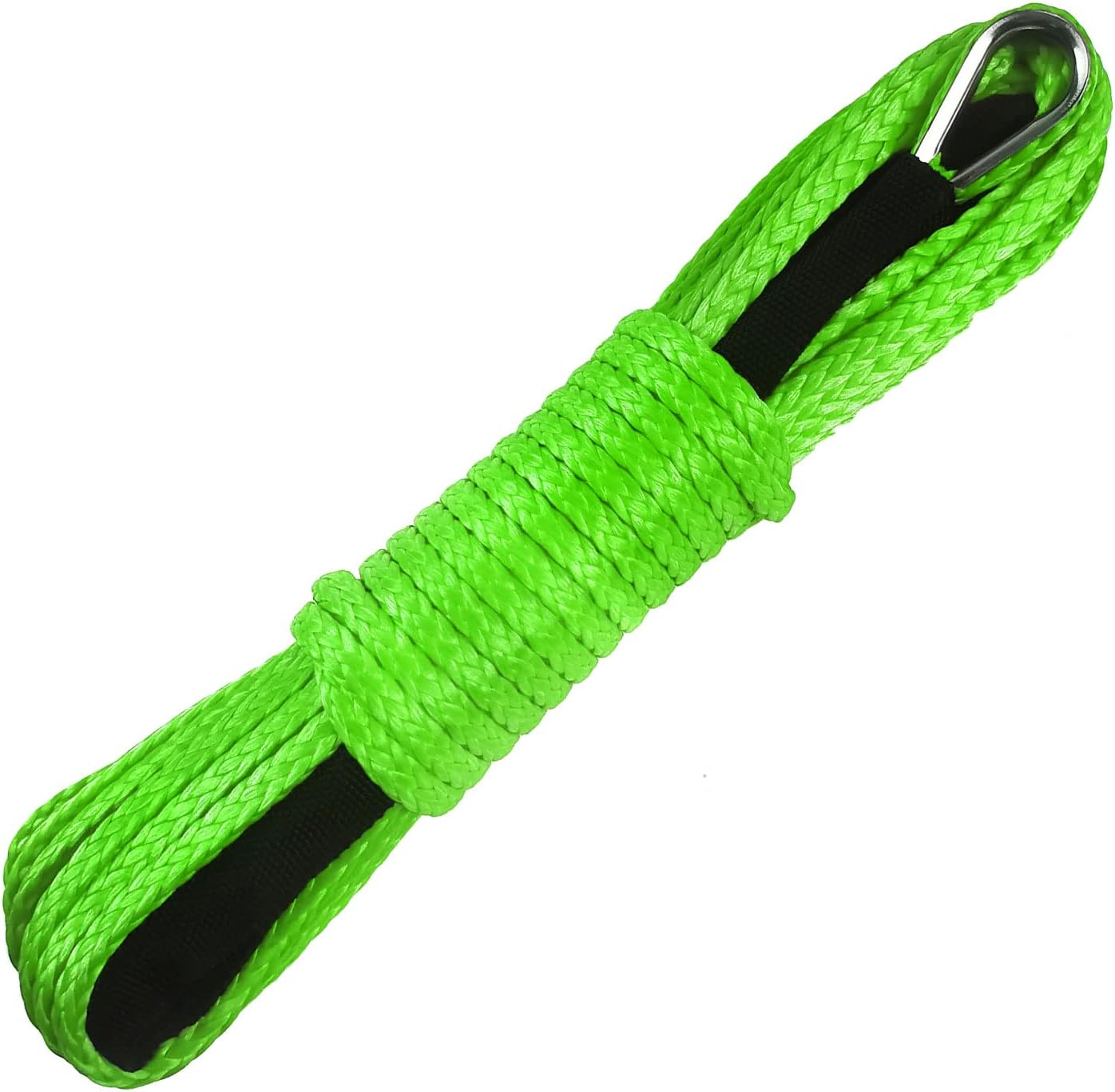 TOUGH 1/4" X 50 Ft 10,000Lbs Synthetic Winch Line Cable Rope with Black Protecing Sleeve for ATV UTV Winches Truck Boat (Orange, 1/4" X 50 Ft)