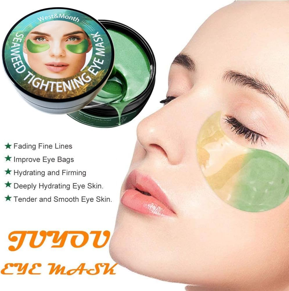 60Pcs JUYOU Reallygood Gel Crystal Collagen Eye Pads, West&Month 30 Pairs Seaweed Firming Eye Mask, under Eye Mask for Moisturizing, Fine Lines, Dark Circles& Puffy Eyes under Eye Patches (Green) image number 5