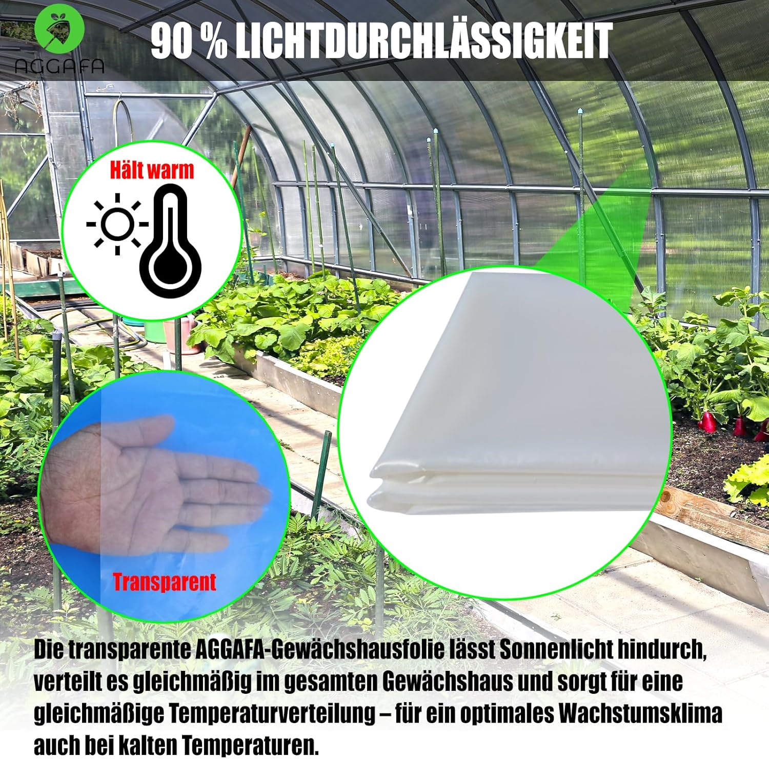 AGGAFA Heavy Duty Greenhouse Plastic Sheeting &ndash; 150&Mu;m (6 Mil) Clear Polyethylene Film, 4-Year UV Resistance, 90% High Light Transmission, Made from 100% Virgin Raw Materials (150Um-4Mx5M) image number 5
