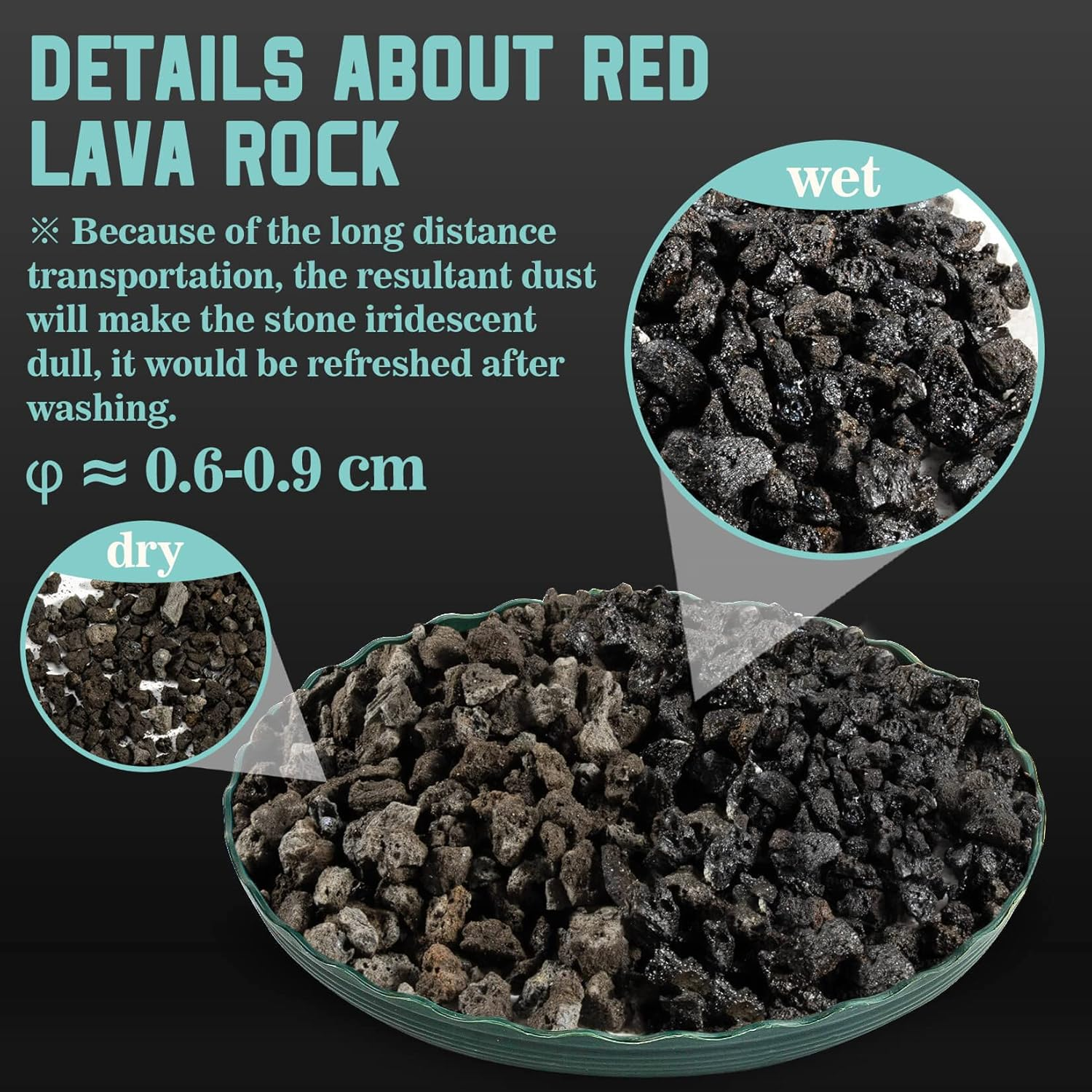 Sukh Black Lava Rock - Horticultural Volcanic Lava Stone for Cacti Succulents Terrarium Vase Fillers Fairy Gardening Plants Groundcover Flowerbeds Volcanic Stone No Dyes. image number 1