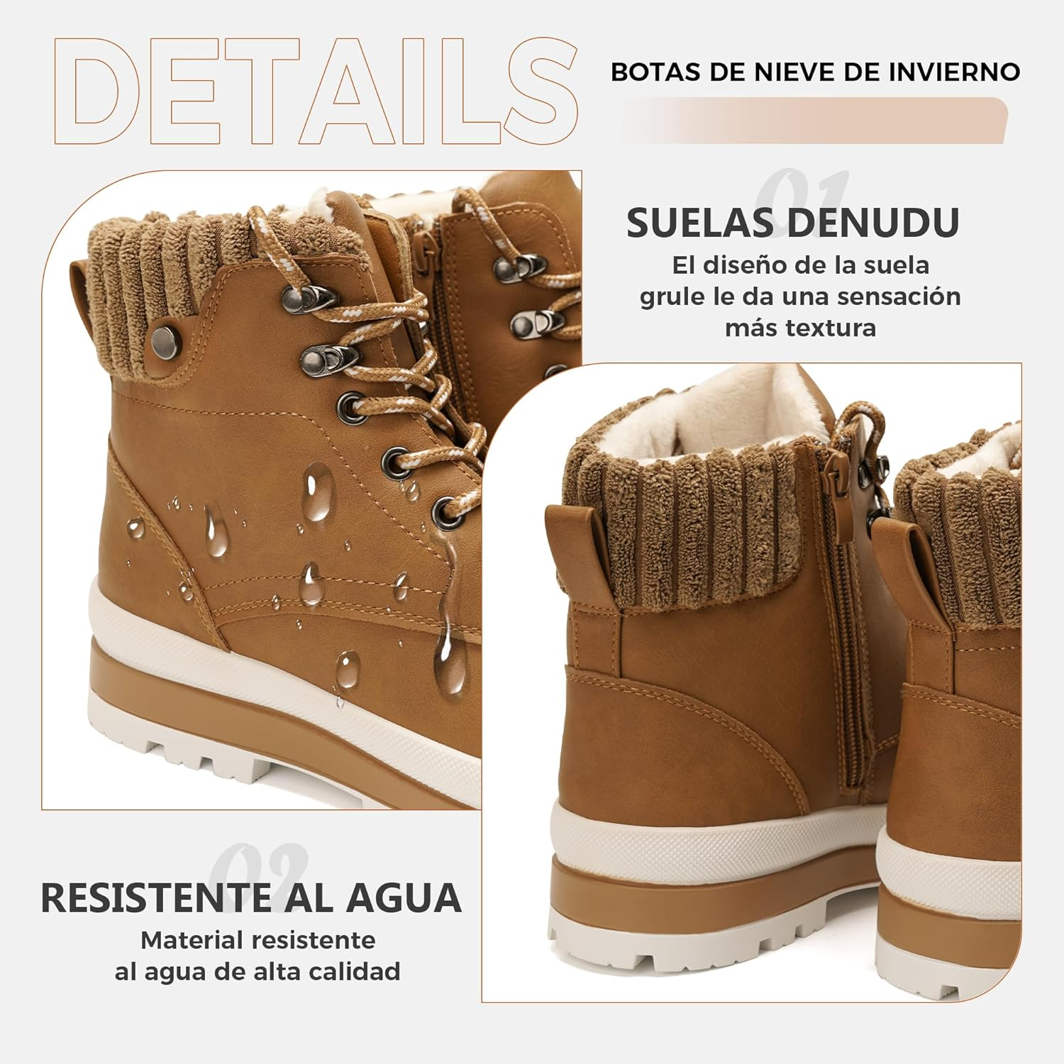 GLAMORA Women Waterproof Winter Warm Lined Boots Non Slip Sole Thermal Faux Fur image number 6