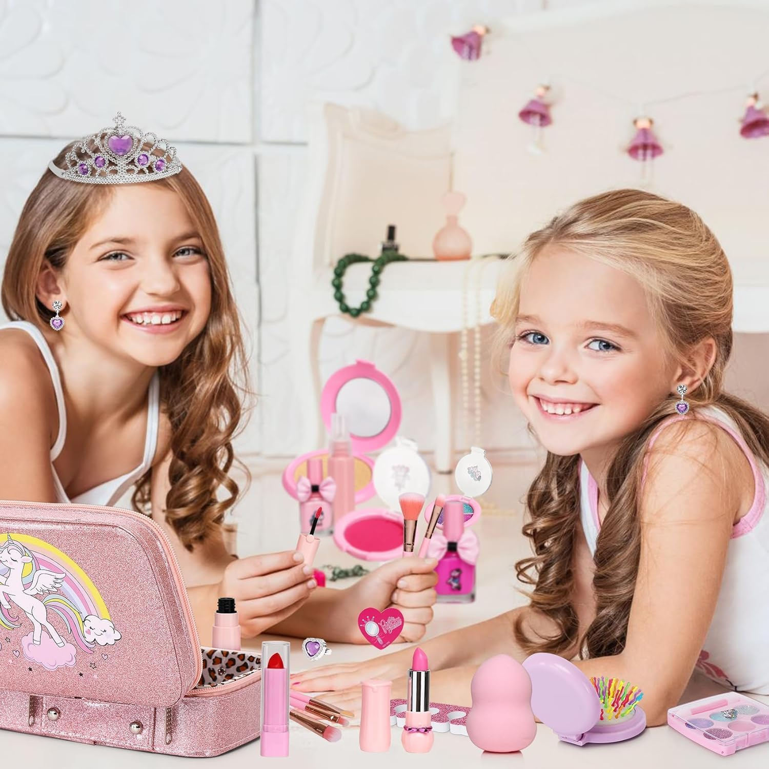 Kids Washable Makeup Girls Toys,Real Little Girl Make up Sets,Toddler Makeup Kit for Kid Children Princess Christmas Birthday Gifts Toys for 5 6 7 8 9 10 Year Old Girls image number 4