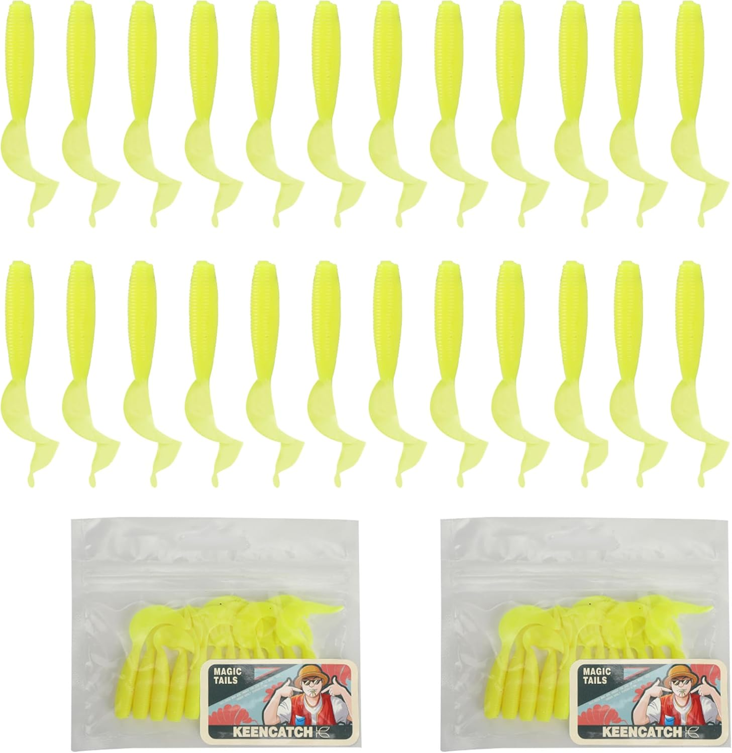 5Cm(2") Soft Plastic Baits, Worm Grub Bream Fishing Lures for Saltwater and Freshwater, Curly Tail Soft Fishing Lures for Flathead