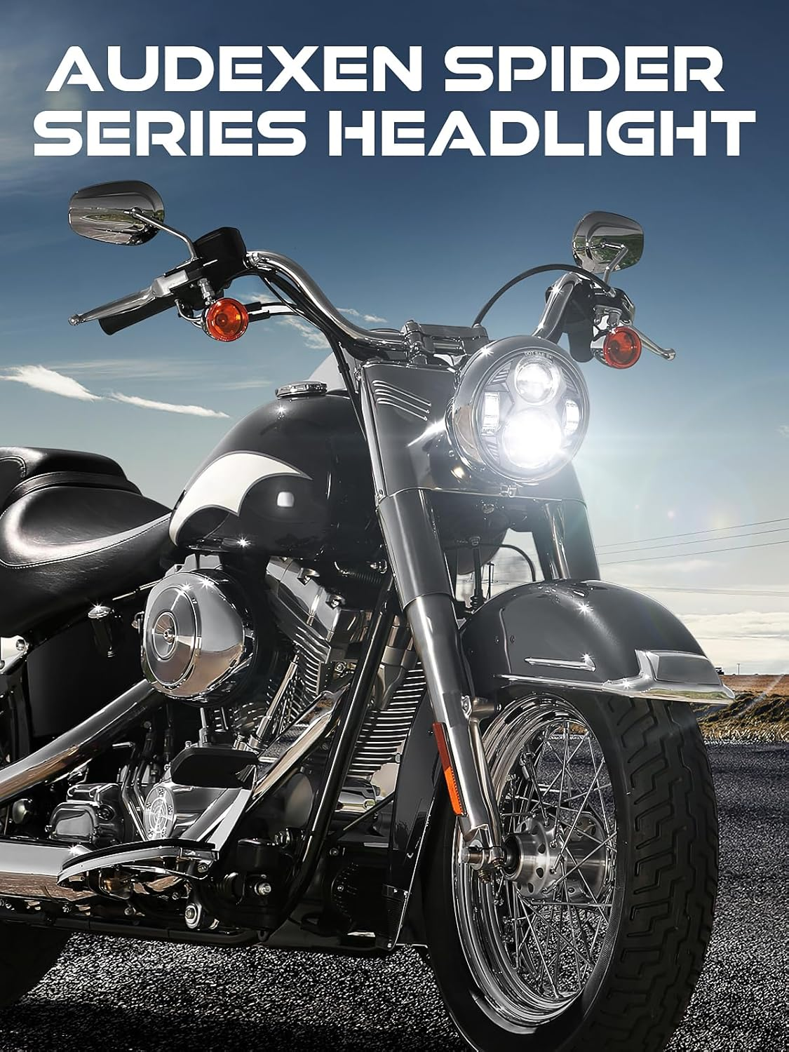 5.75 Inch round Led Headlight 51W 5-3/4" Headlight Compatible with Harley Dyna Sportster Iron 883 Street Rod Street Bob Softail Deuce Custom Super Wide Glide Motorcycle, Black image number 2