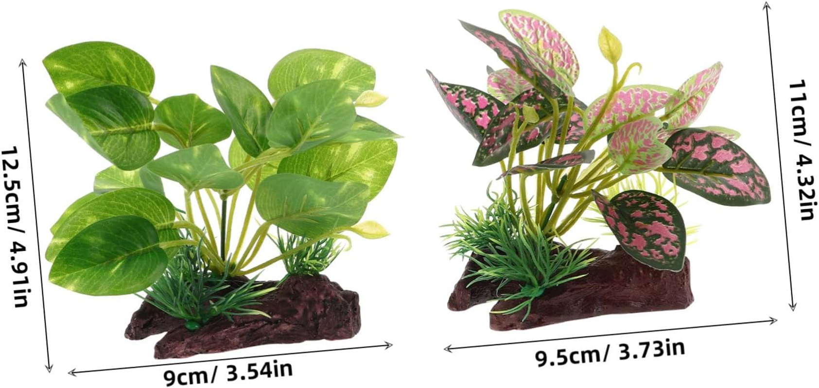 GANAZONO 2Pcs Simulated Aquatic Plants Artificial Fish Tank Decorations Fake Water Grass Leaves for Reptile Terrarium Habitat Turtle Tank Accessories image number 6