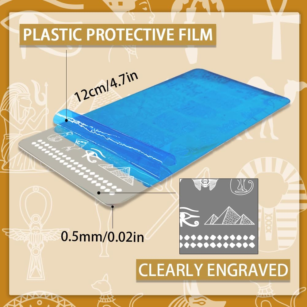 PH Pandahall 5Pcs Egyptian Elements Nail Stamping Plates, Pharaoh Mummy Nail Art Templates Snake Nail Art Stencil Stainless Steel Nail Image Plates for Women Nail Design Print Manicure Salon