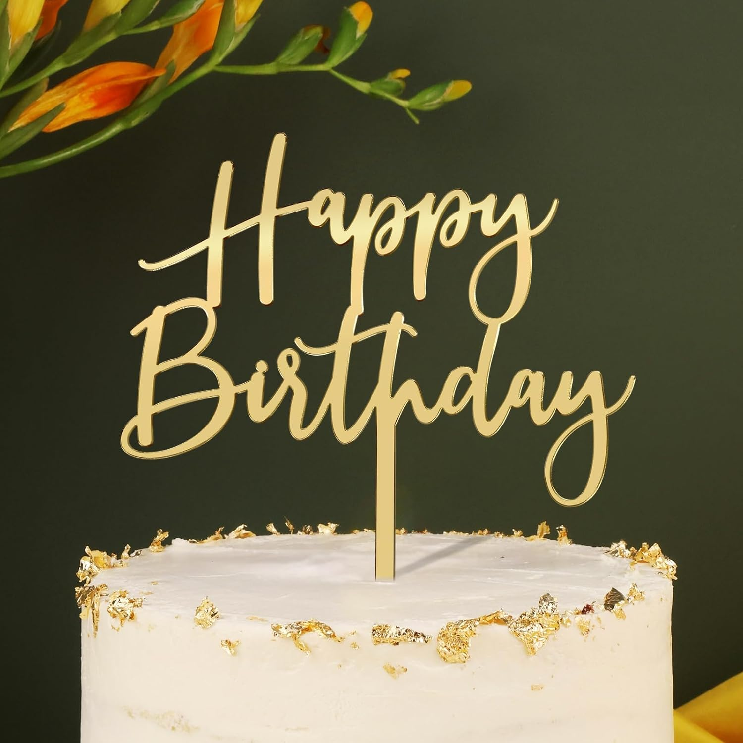 Kvadouly Gold Happy Birthday Cake Topper &ndash; Double-Sided Glitter Acrylic Cupcake Decoration for Kids and Adults Party Celebration (1) image number 5