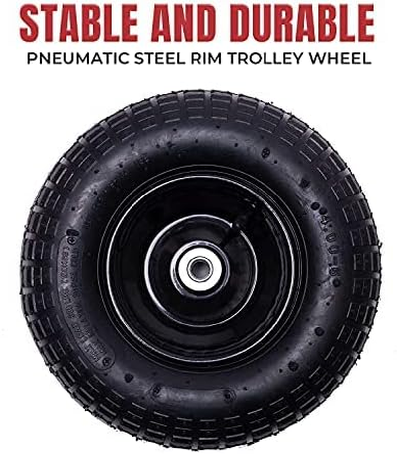 D2U Trolley Wheel Hand Truck Cart Wheelbarrow Pneumatic Rubber Steel Wheels 13" (325Mmx90X16)
