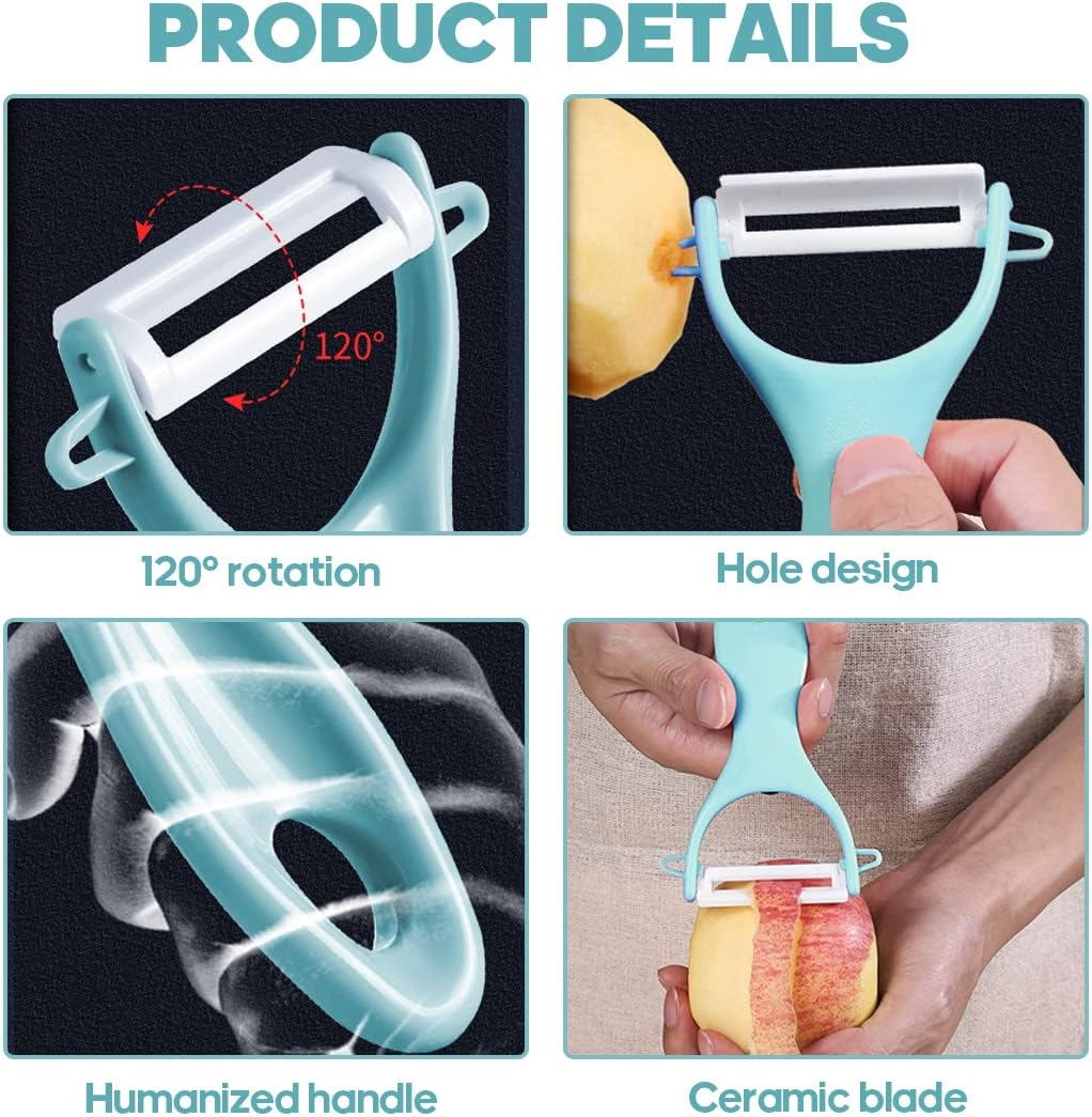 Pack of 2 Peelers, Ceramic Peeler, Potato Peeler, Ceramic Knife, Potato Peeler, Children'S Peeler, Ceramic Grater, for Potatoes, Carrots, Vegetables, Fruit (Blue and Red) image number 4