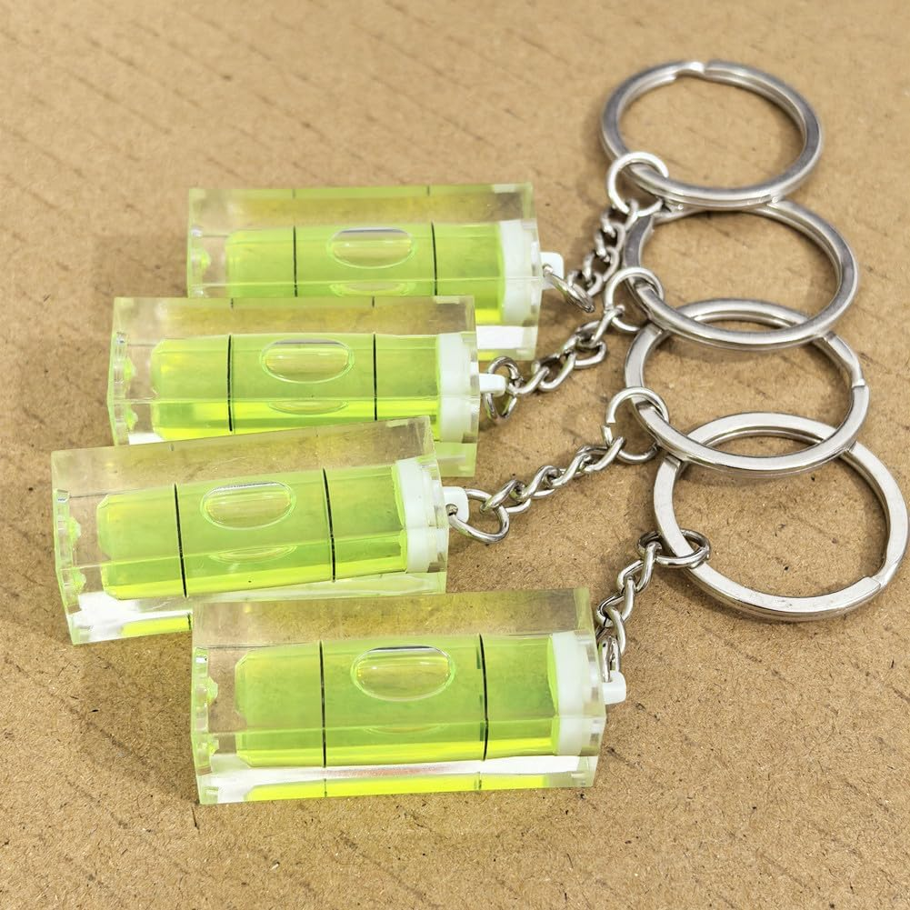 2Pcs/Set Mini Bubble Level Acrylic Green Spirit Levels Key Ring Style 15X15X40Mm Key Chain Pocket Tool Accessories Gadget Measuring Instruments Small Levels Layout Tools image number 2