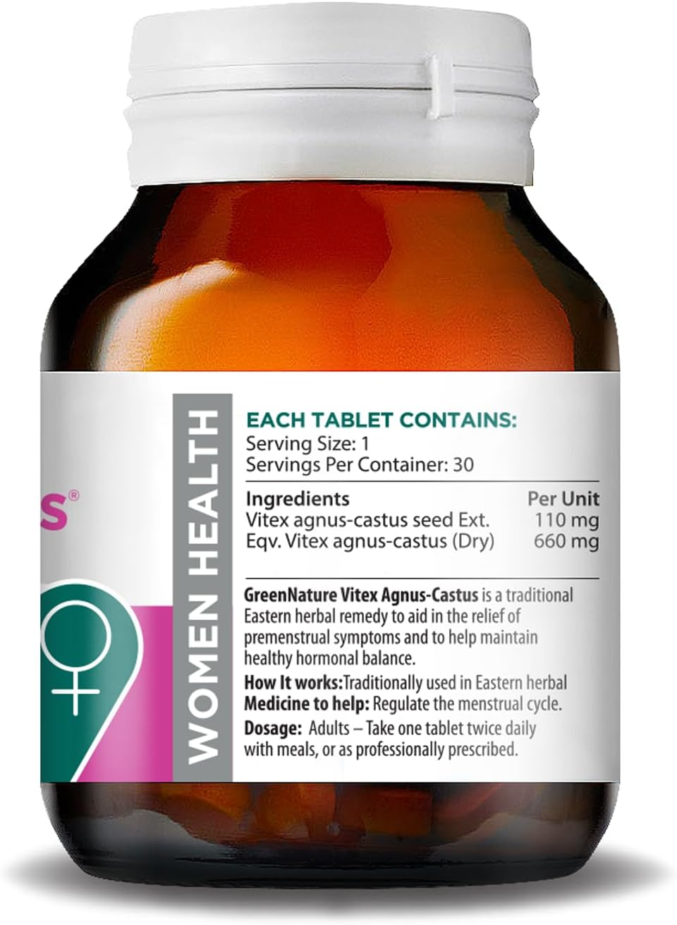 Green Nature Vitex Agnus Castus 660Mg, Chaste Berry, Female Hormonal Balance, PMS and Menopause Symptom Relief, Fertility Support, Cycle Regulation, Microencapsulated Ingredients for Maximum Potency - TGA ARTG Listed image number 1