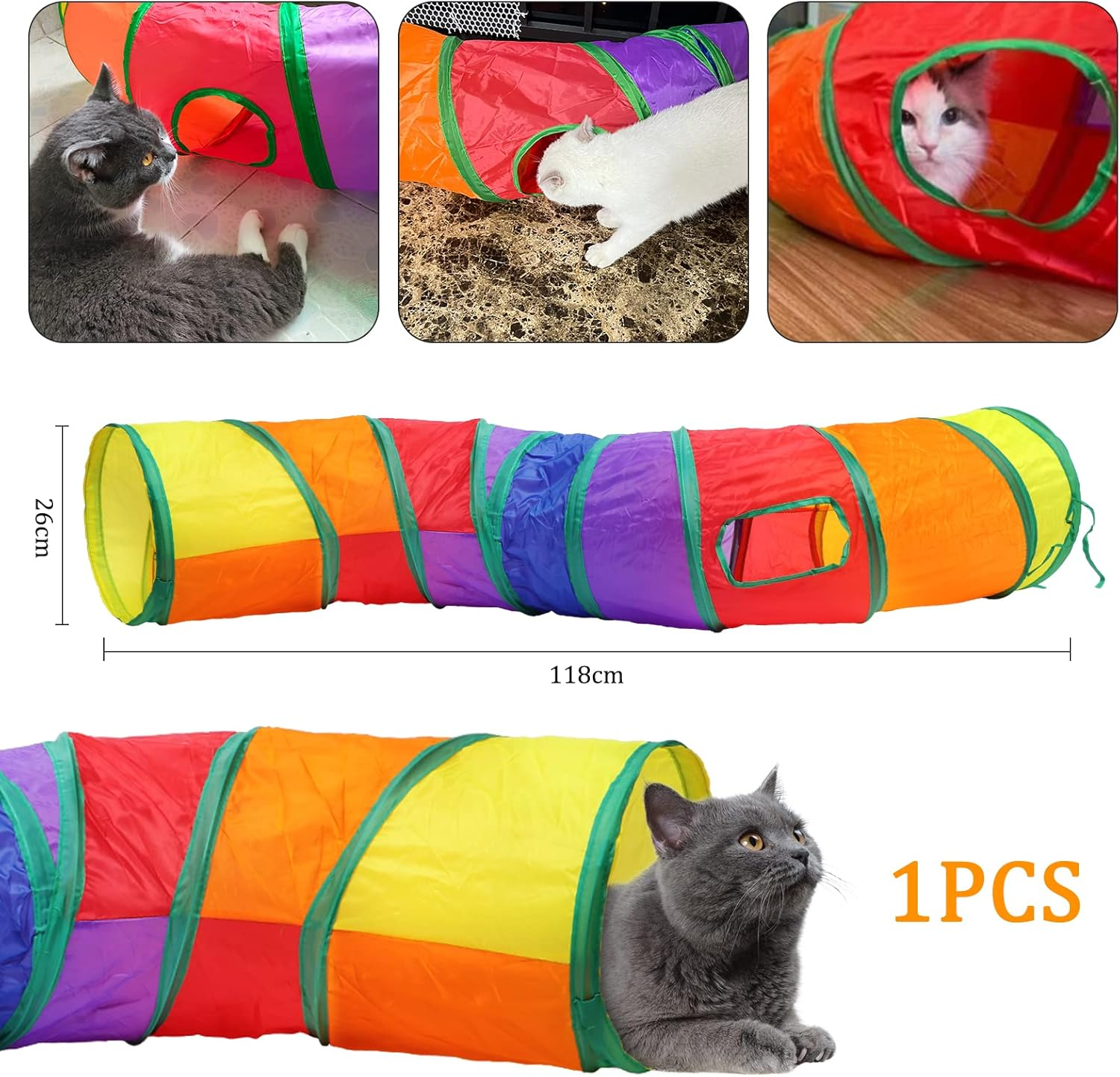 Coolty Pack of 20 Cat Toys with Cat Tunnel Jingle Bell Balls Catnip Fish Cat Toy Mice Feather Toy Plush Toy Interactive Cat Toy for Cats Kittens image number 4