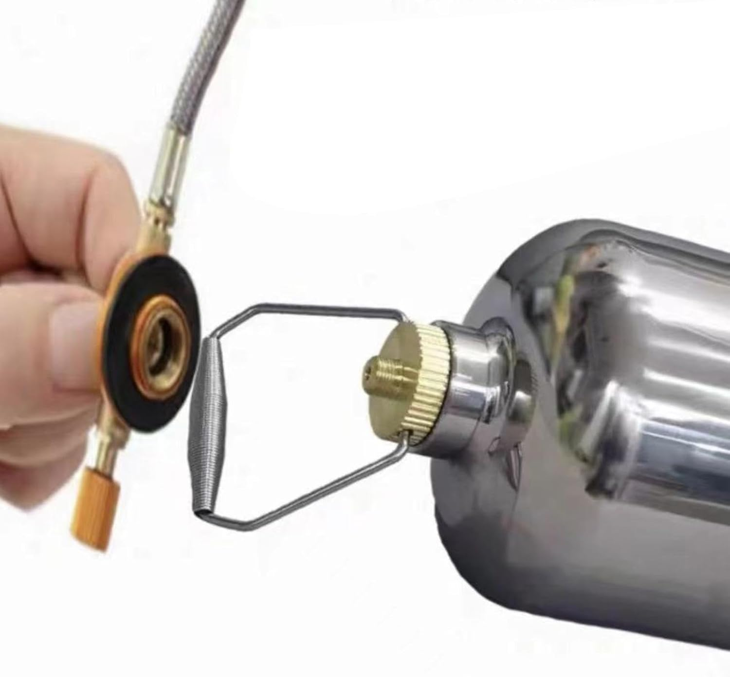 Eigell Stainless Steel Gas Bottle Inflatable Gas Tank Fuel Canister Storage Tank Portable Empty Refillable for Hiking BBQ Cookware - 1.5L image number 6