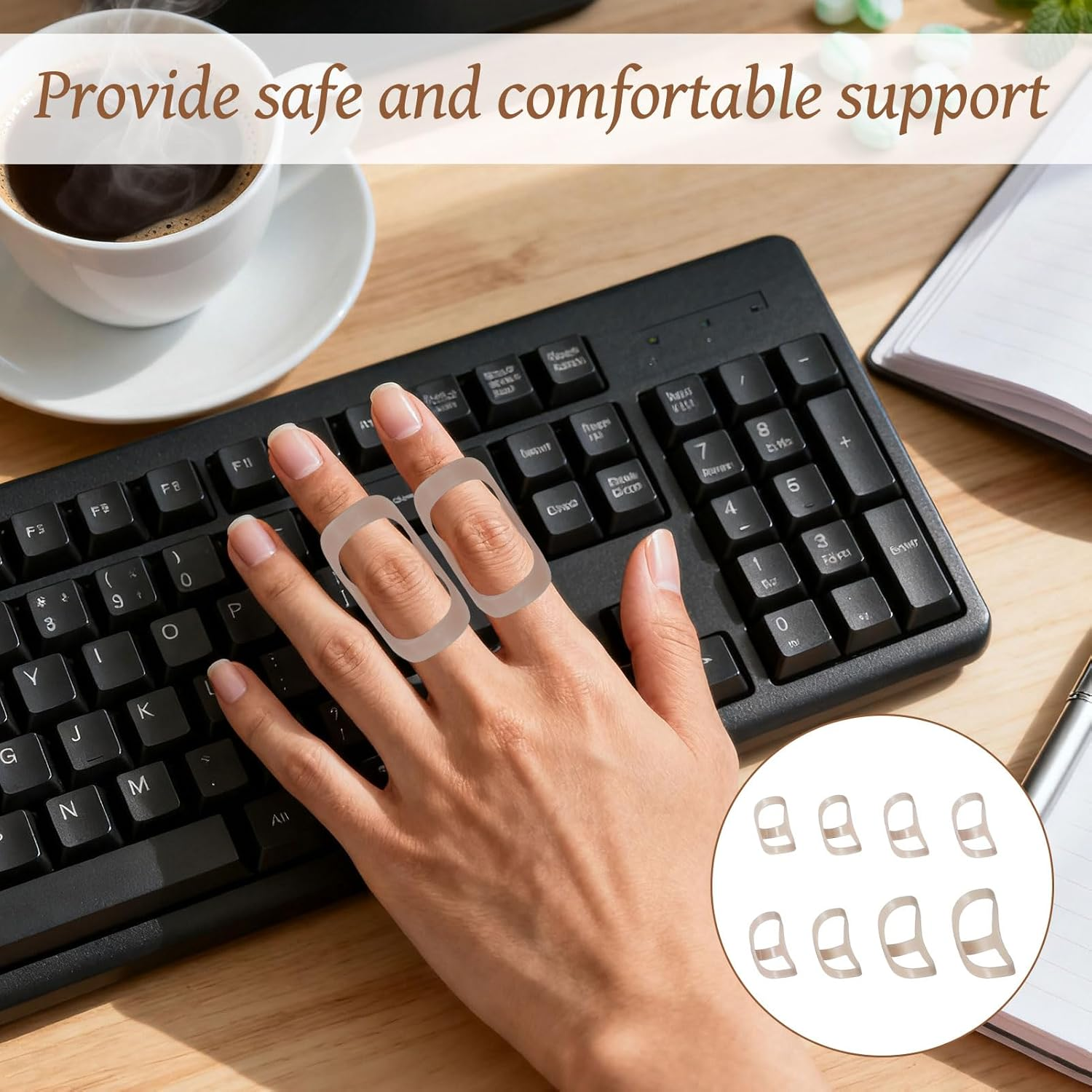 Trigger Finger Splint, 8Pcs Thumb Brace, Mallet Finger Splint, Splint Kit for Arthritis, for Arthritis and Trigger Finger Relief, for Mallet and Straightening(Sizes 2-8, 10) image number 3