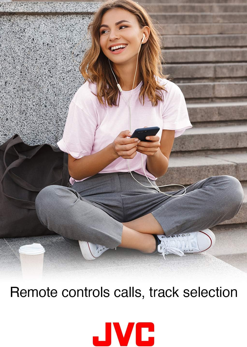 JVC HAF17MW Earbud Headphones with Mic and Remote - White - Black image number 4