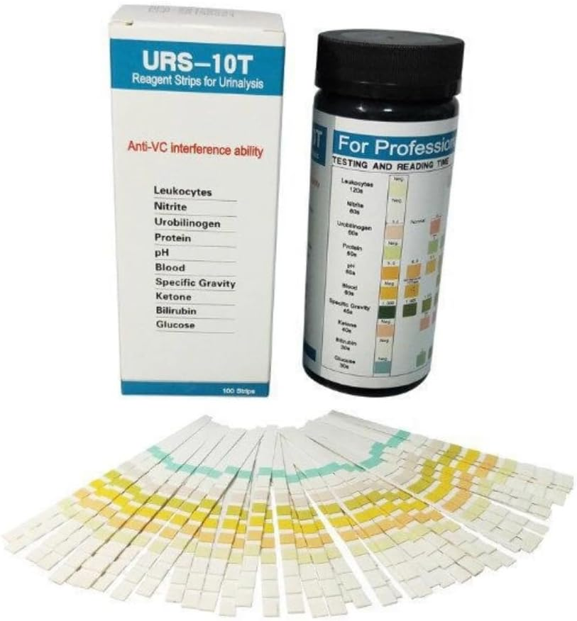 100 Strips URS-10T Urinalysis Reagent Strips, 10 Parameters Urine Test Strips Nitrites PH Ketones