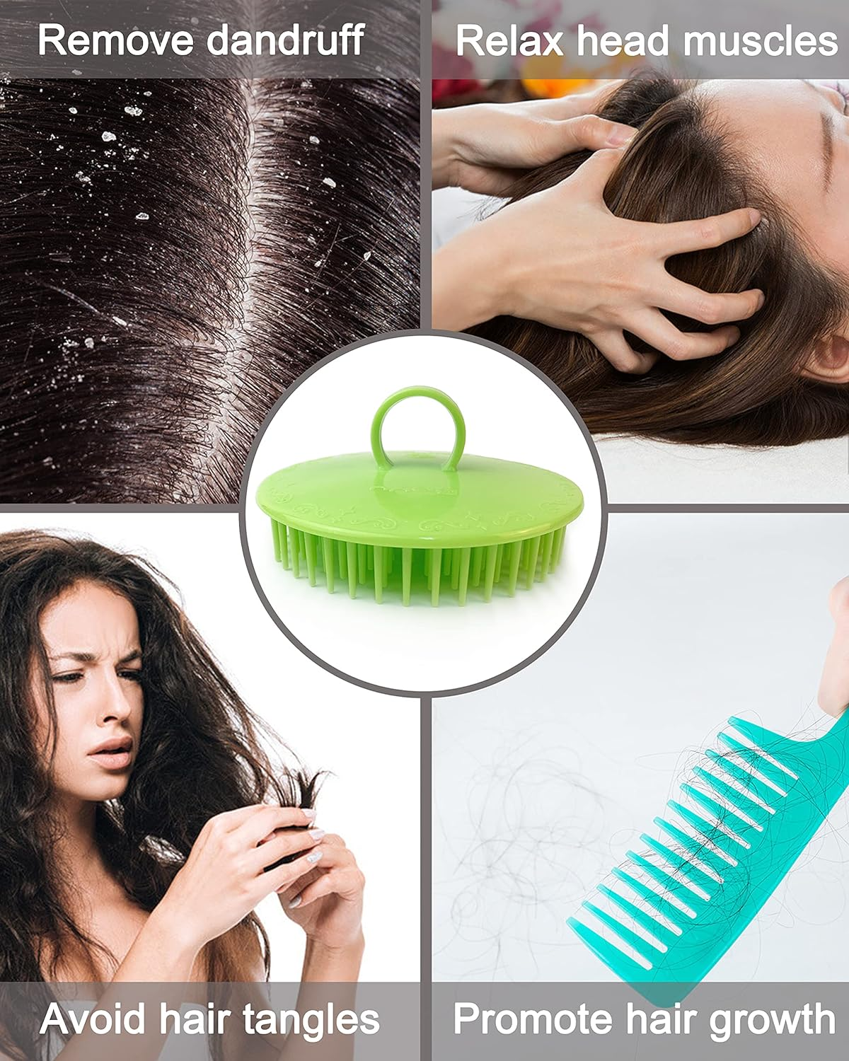 Hair Scalp Scrubber, 6 Pcs Scalp Massager Shampoo Brush, Plastic Shower Head Dandruff Comb, Washing Scrub Brushes for Kids Toddler Men Women Pets image number 6