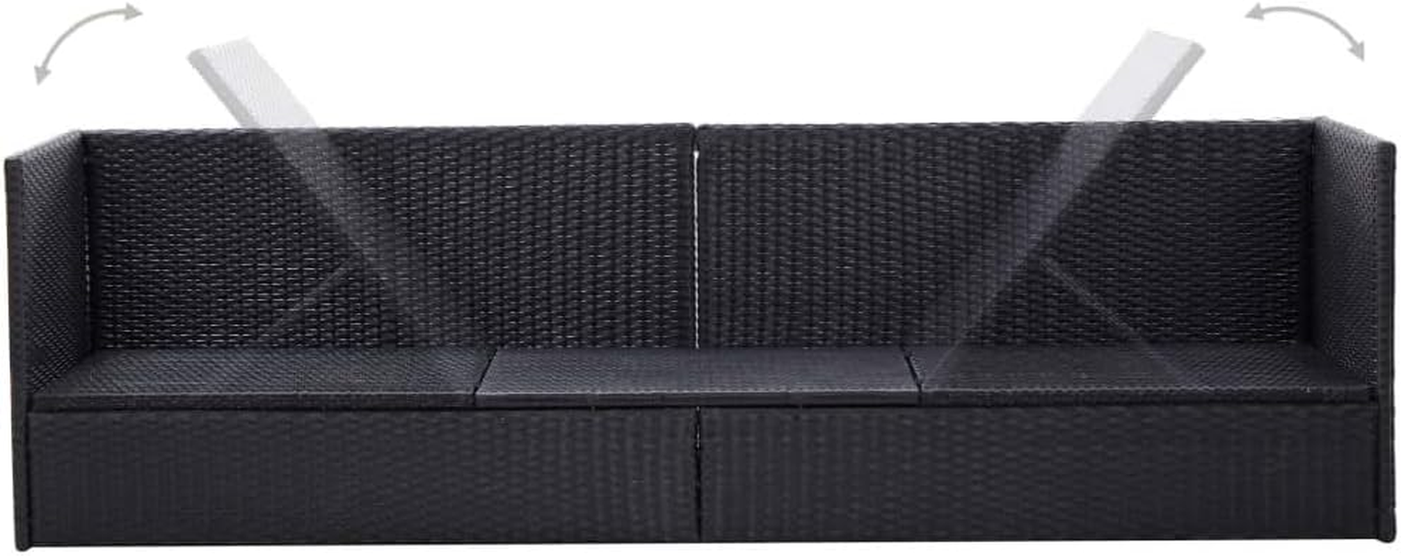 Vidaxl Black Garden Bed with Adjustable Positions - Includes Comfortable Cushion and Pillow - Durable Poly Rattan and Powder-Coated Steel Frame - Black image number 4