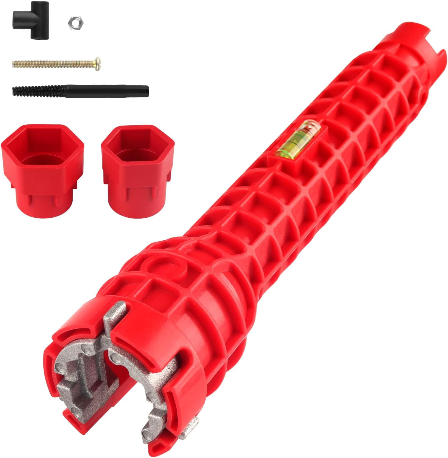 Eukyplace Plumbing Tools 8-In-1, Multifunctional Faucet and Sink Installer Pipe Wrench, Professional Plumbing Wrench for Bathroom & Kitchen, Compatible with Spanners & Wrenches (Red) image number 4