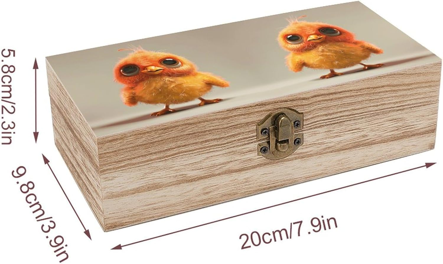 Cute Chicken Wooden Box Wood Wedding Keepsake Boxes with Lids Small Decorative Boxes Lightweight Wooden Memory Storage Box for Crafts Keepsakes Jewelry Photo Letter Storage image number 5