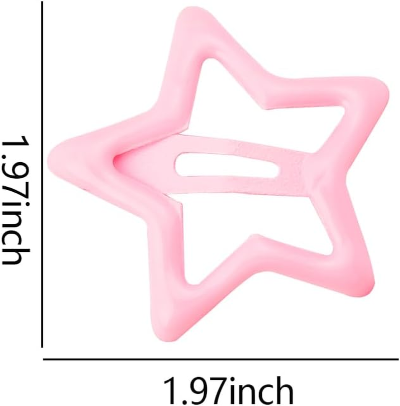 Pink Star Snap Hair Clips Y2K Non Slip Colored Metal Hair Clips Snap Hair Barrettes for Thick Thin Hair 10 PC 1.22 in Star Hairpin Headdress Headpiece Cute Hair Accessories for Women Teen Girls image number 6