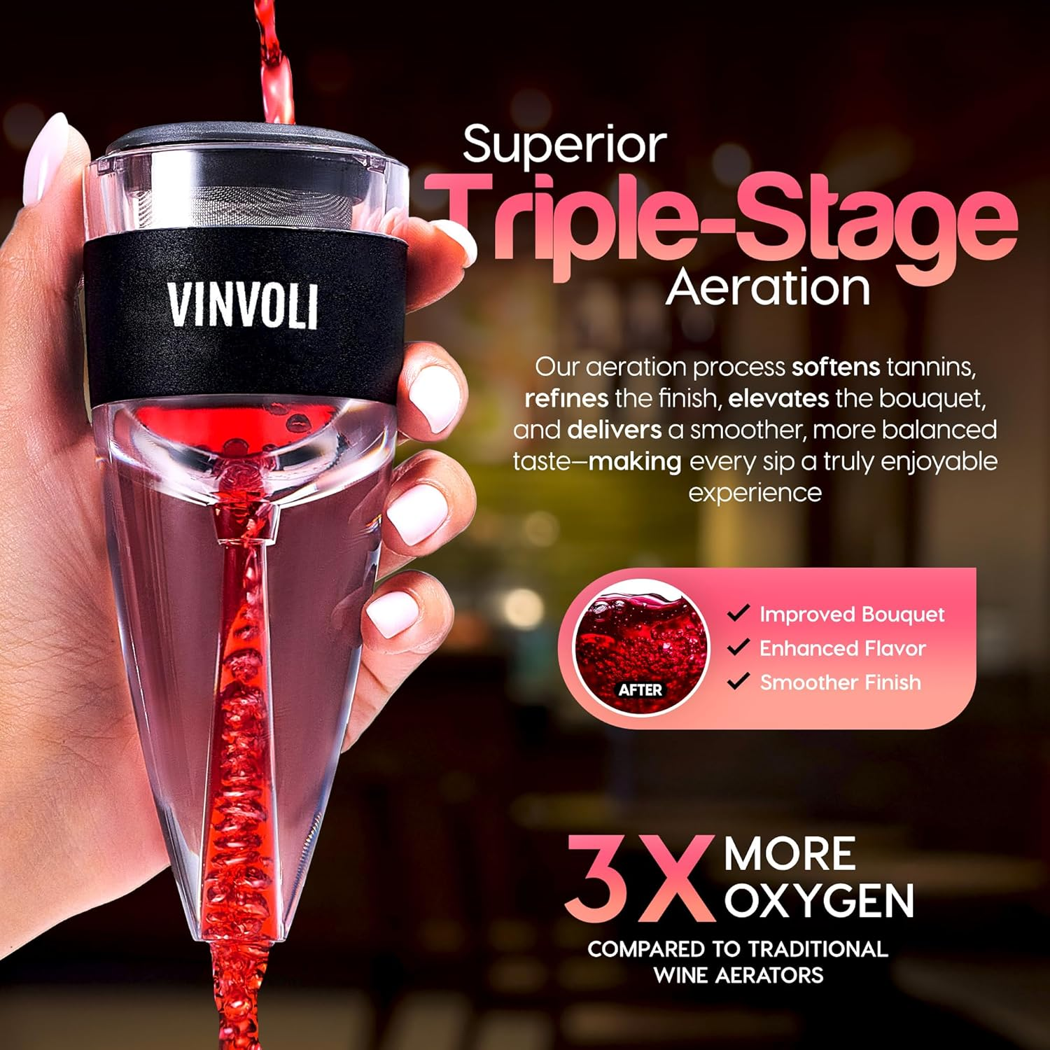Wine Aerator - Premium 2019 Wine Air Aerator - Red Wine Decanter Aerator - Wine Aerator Wine Pourer - Wine Filter Sulfite Remover - Wine Decanters Areators for Wine Bottle - Wine Guide Ebook Aerator Black, Transparent
